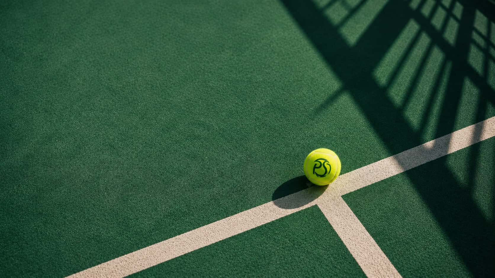 PS Padel ball resting on a court line